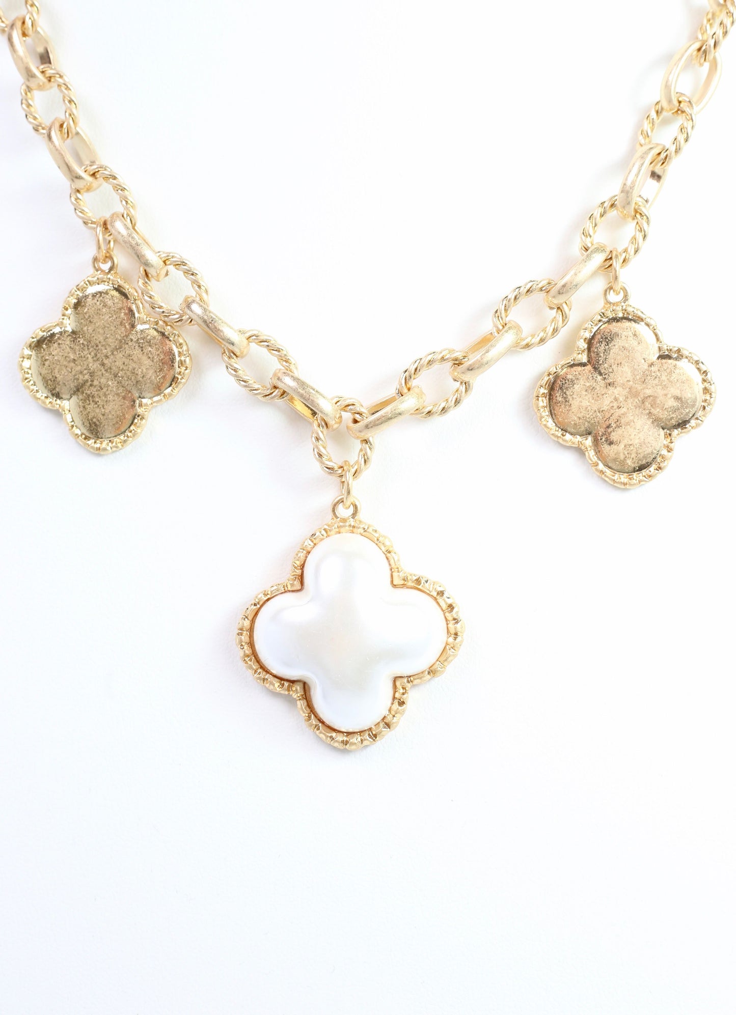 Jasmine Clover Necklace Worn Gold