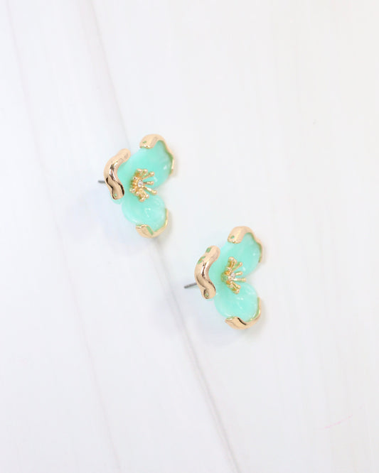 Eveleth Flower Post Earring Aqua