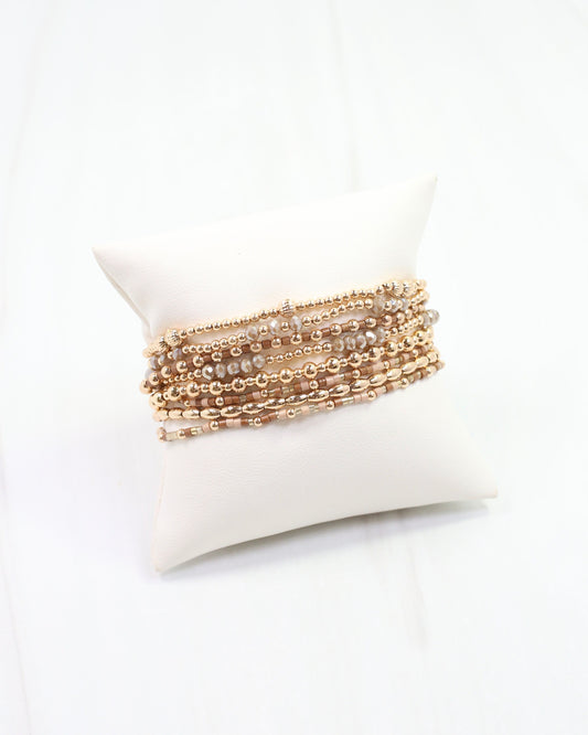 Gabriela Gold Beaded Bracelet Set Natural