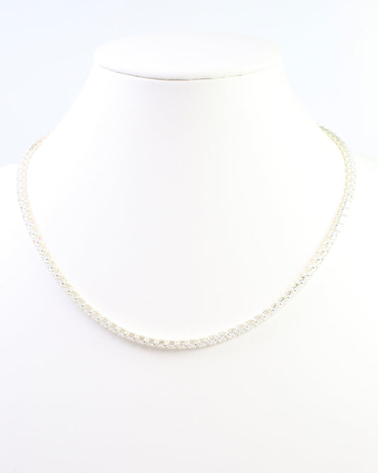 Luna Large CZ Tennis Necklace WR Silver