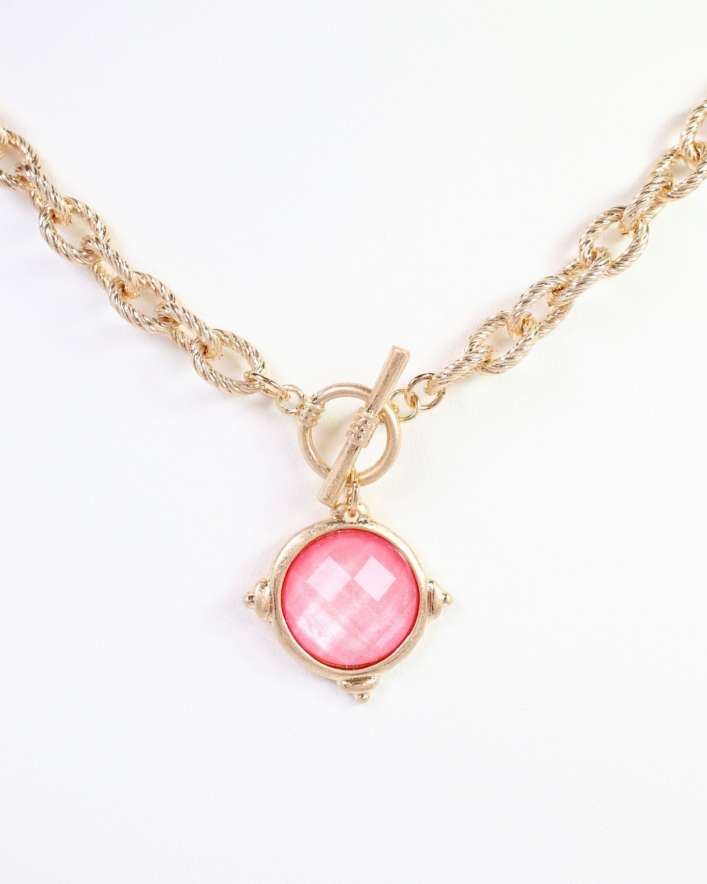 Rochester Faceted Link Necklace Pink