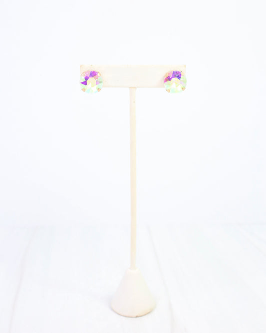 Andi Large Rhinestone Stud Earring Pink AB