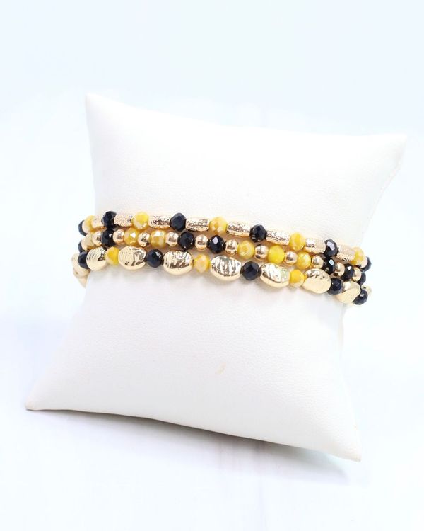 Spirit Beaded Bracelet Set Black Gold