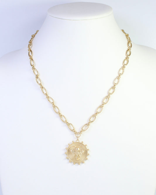 Carmen Coin Necklace Elephant Worn Gold