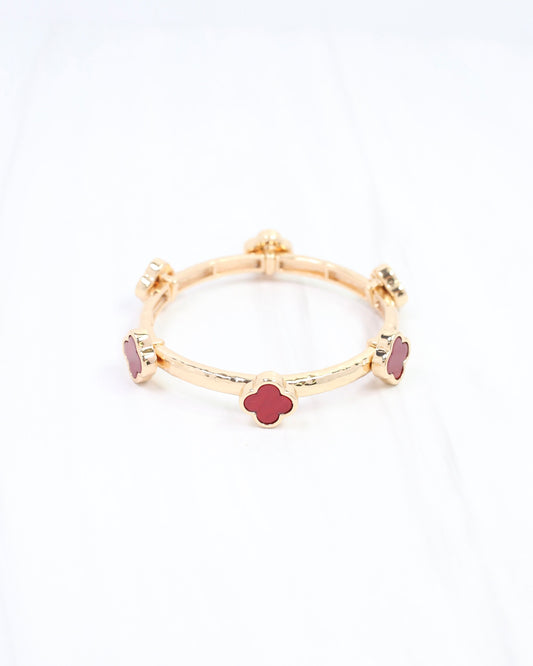 Reuben Clover Stretch Bracelet Red