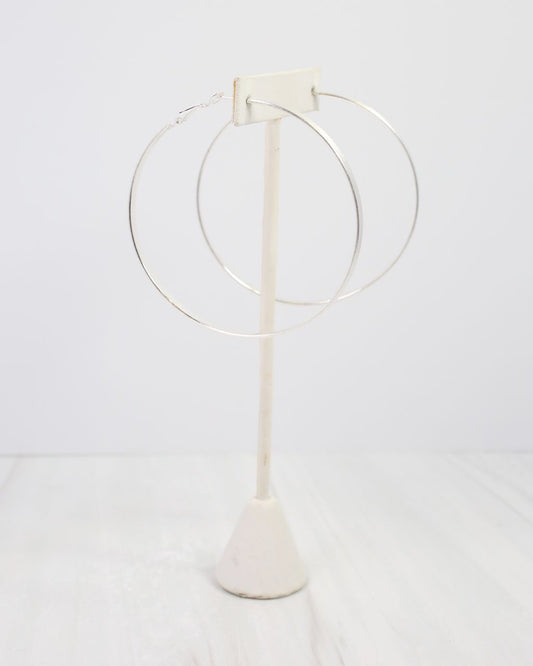 Rugby Latchback Hoop Earring WR Silver