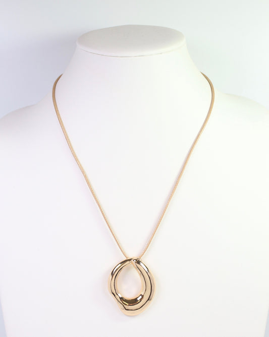 Mansfield Circle Pendant Cord Necklace Gold