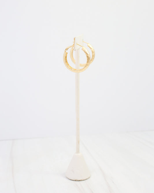 Glassboro Hammered Hoop Earring WR Matte Gold