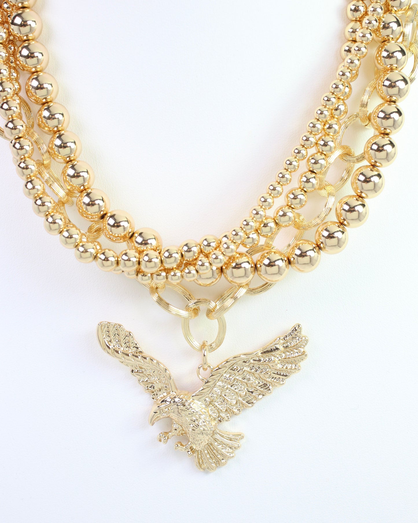 Bree Beaded Layered Necklace Eagle Gold