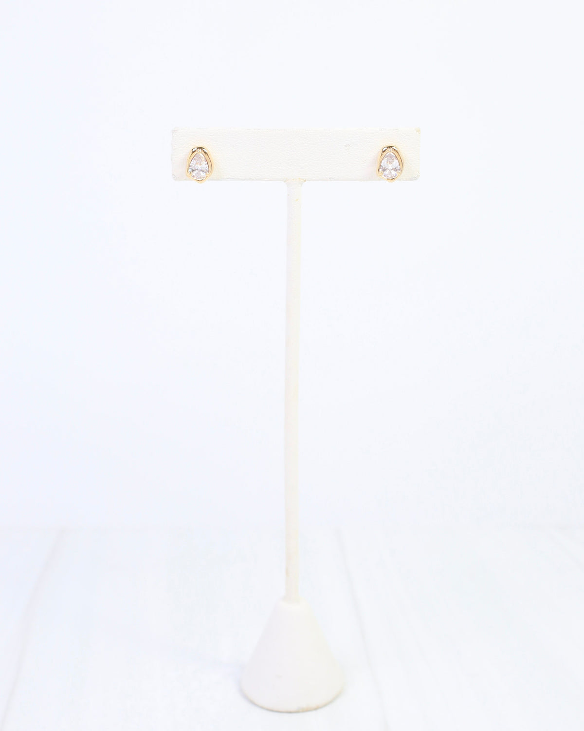 Mackenzie Tear Drop CZ Stud Earring WR Gold