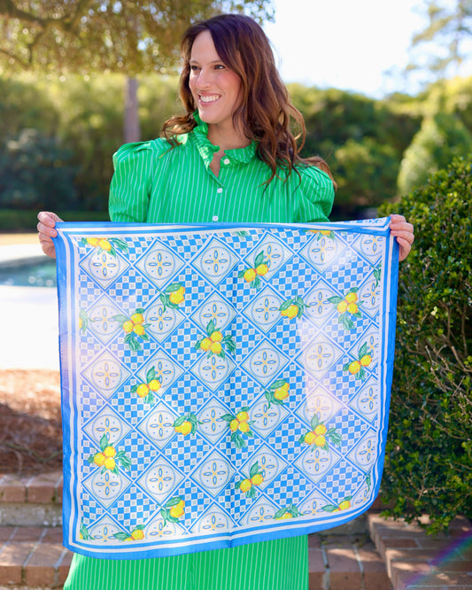 Naples Citrus Print Scarf Blue