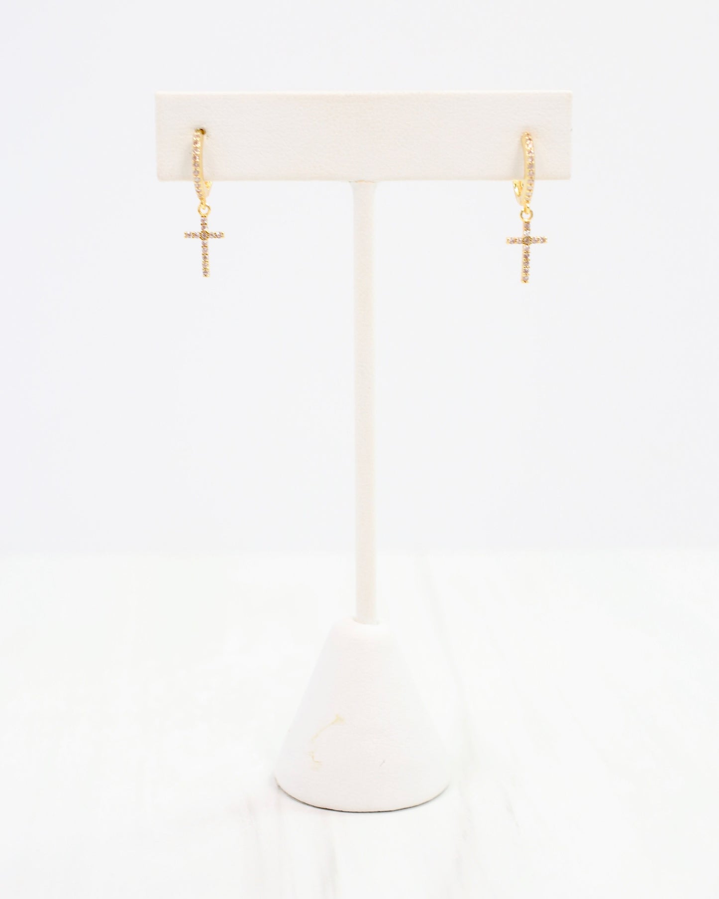 Whitney CZ Cross Hoop Gold
