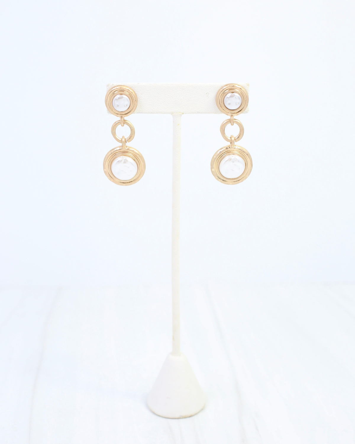 Baycrest Pearl Drop Earring Worn Gold