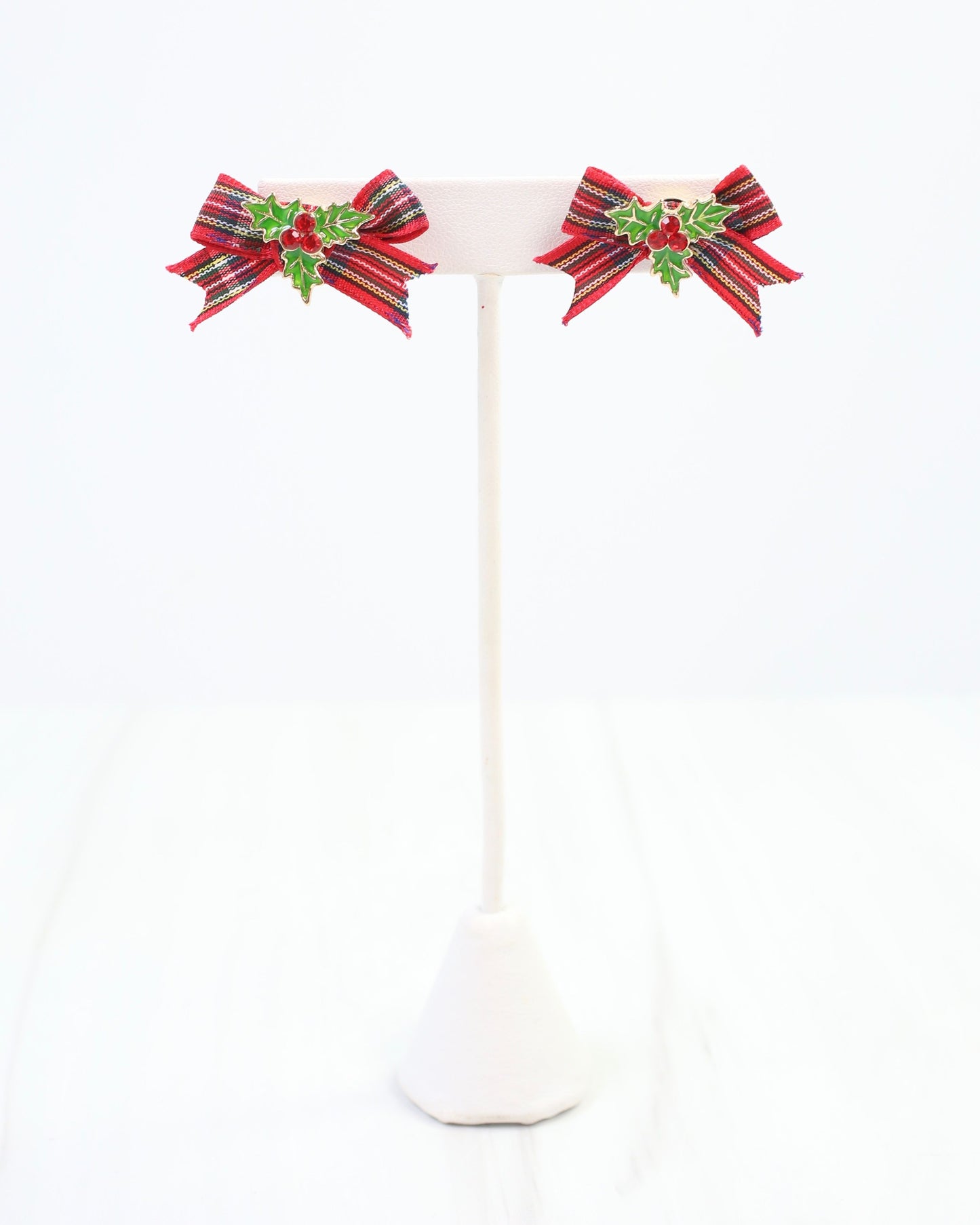 Perfectly Plaid Bow Earring Red