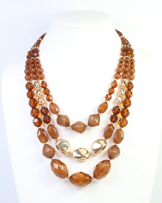 Adalee Beaded Necklace Brown