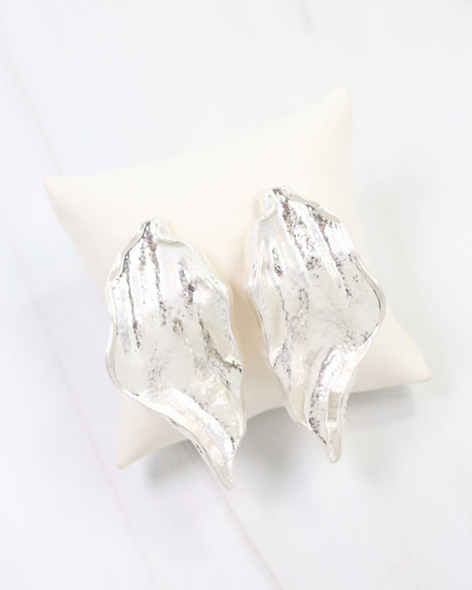 Goldsboro Textured Post Earring Worn Silver