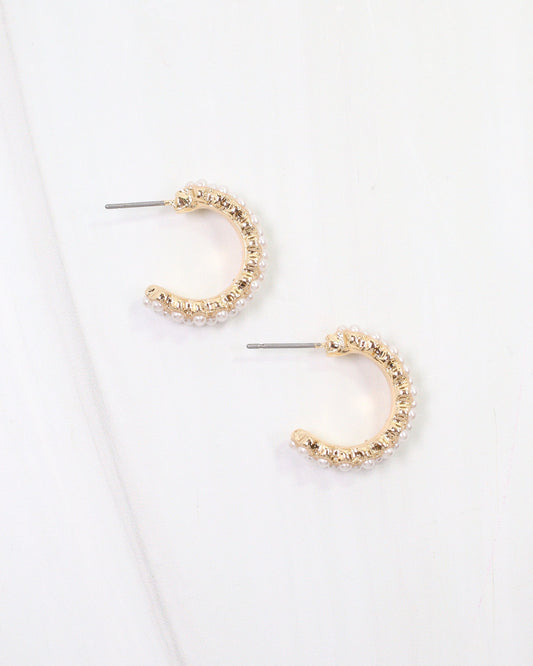 Morganton Pearl Pave Hoop Earring Gold