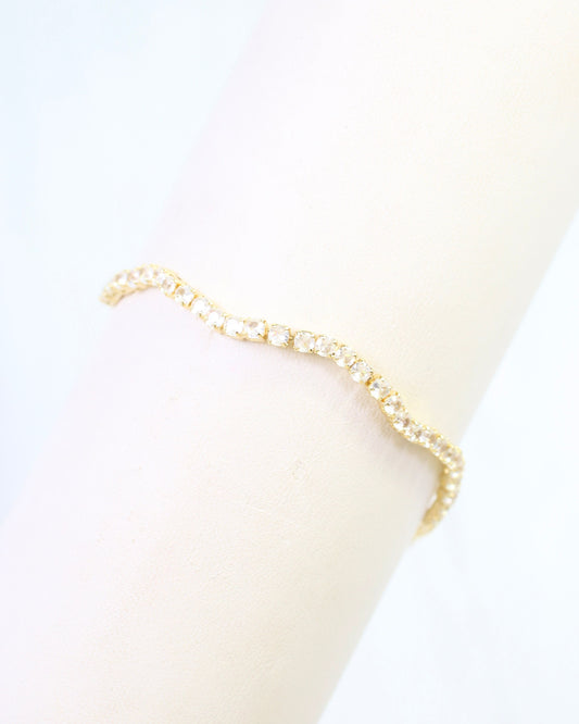 Nellie CZ Scalloped Tennis Bracelet WR Gold