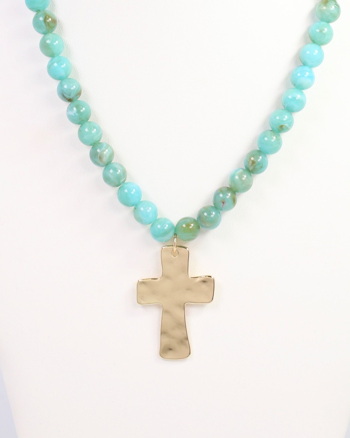 Bakersfield Beaded Cross Necklace Turquoise