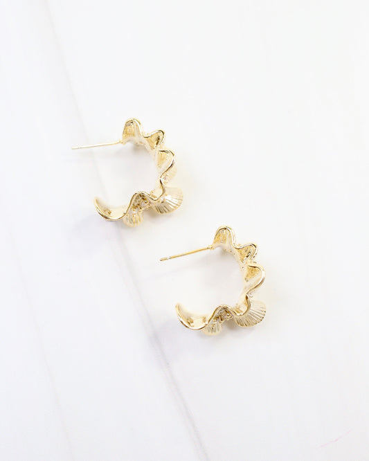 Elmira Wavy CZ Hoop Earring Gold