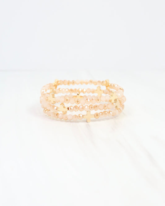 Riversprings Cross Beaded Bracelet Set Champagne