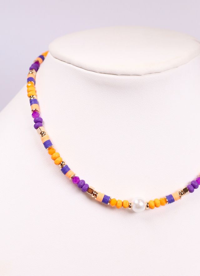 Oskar Beaded Necklace ORANGE PURPLE
