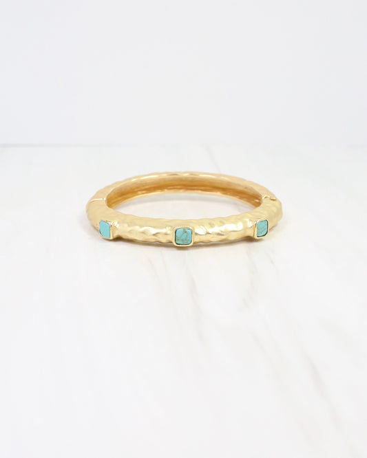 Cosette Hammered Bangle Bracelet Turquoise