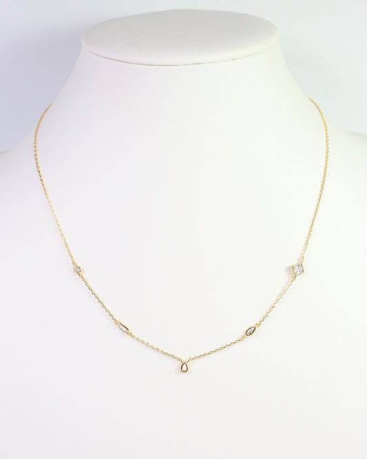 Norfolk Multi CZ Necklace WR Gold