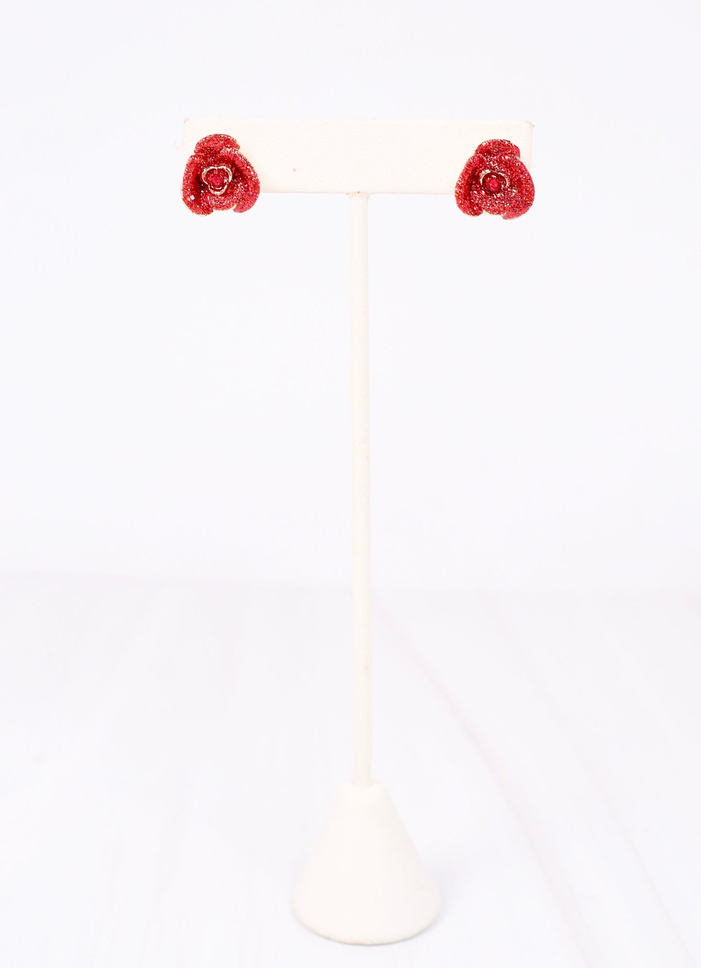 Glitter Rose Earring RED