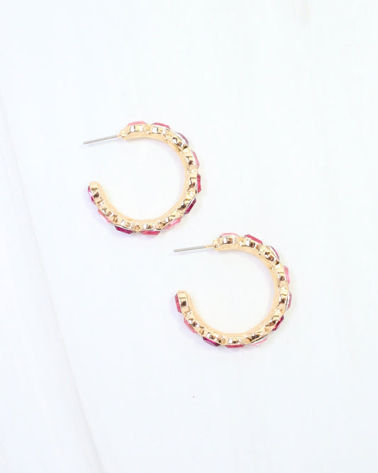 Karter Jeweled Hoop Earring Pink Multi
