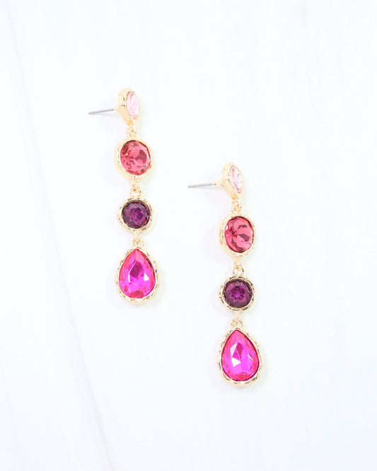 Sailish Linear Crystal Dangle Earring Pink Multi