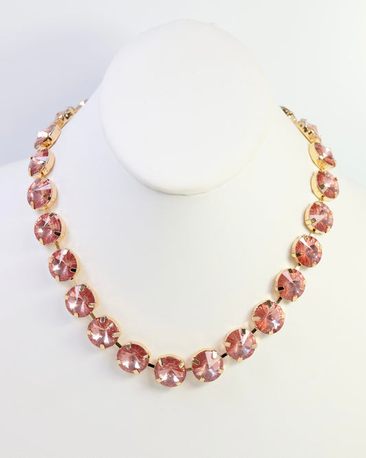 Harper Large Rhinestone Necklace Light Rose