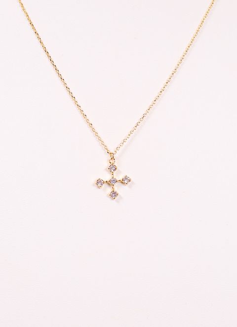 Eleanor CZ Cross Necklace Gold