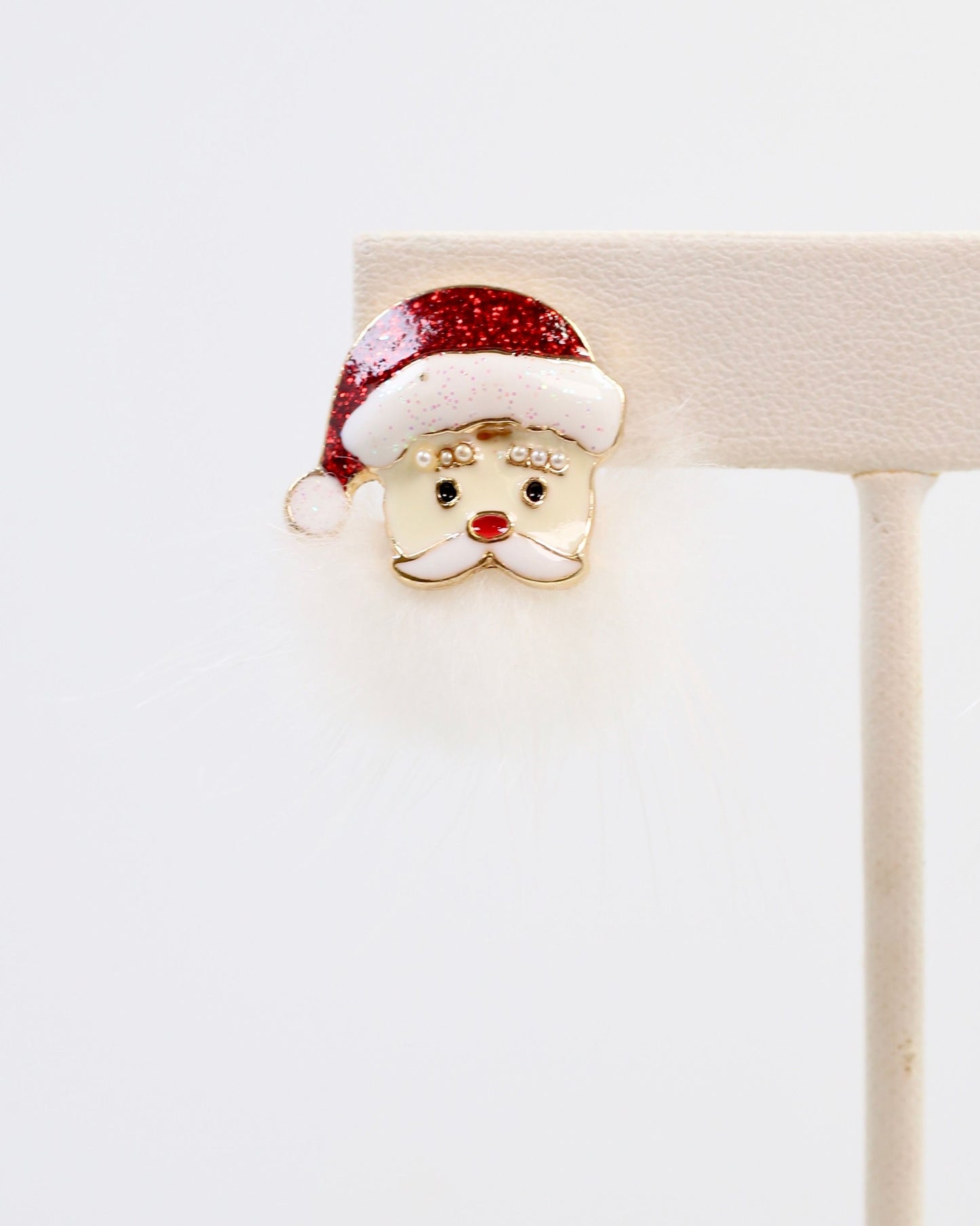 Fuzzy Santa Earring Red