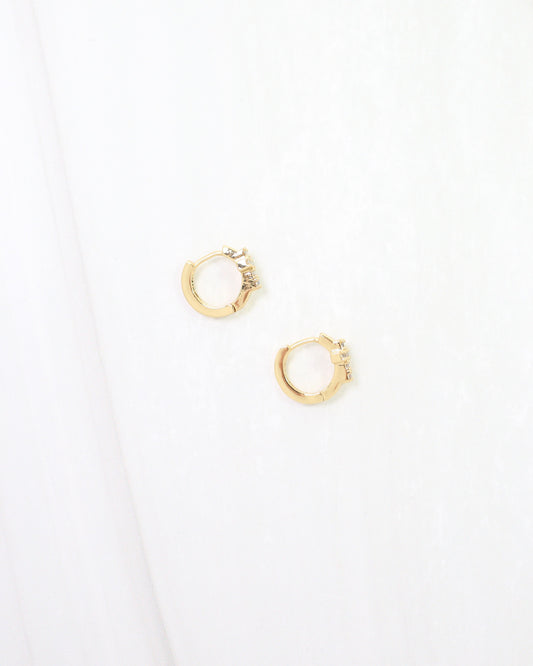 Josephina Pave Cross Huggie Hoop Earring WR Gold