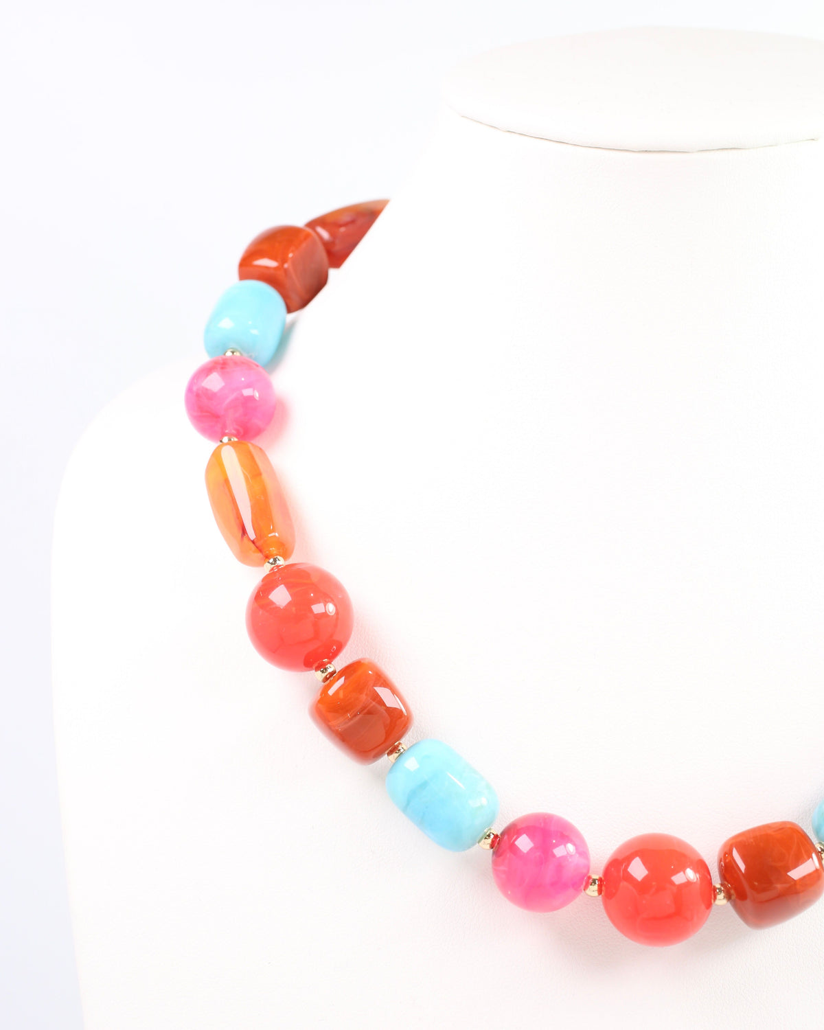 Mikela Beaded Necklace Red Multi