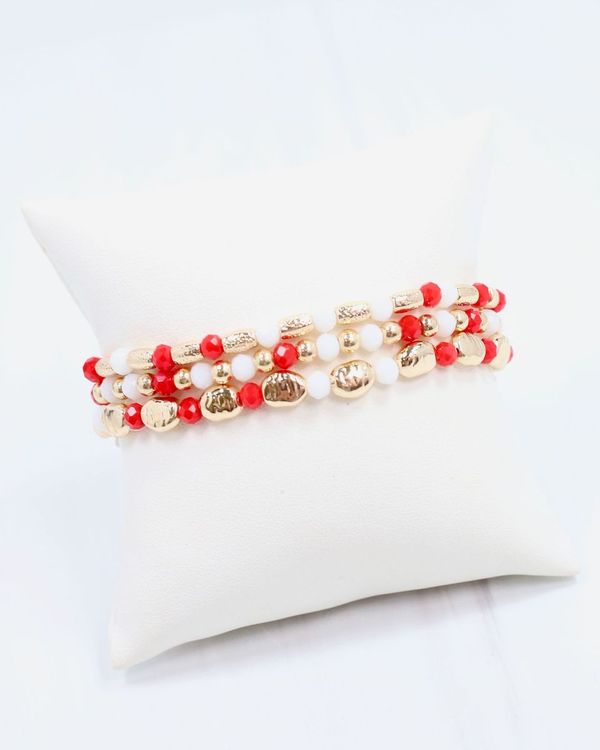 Spirit Beaded Bracelet Set Red White