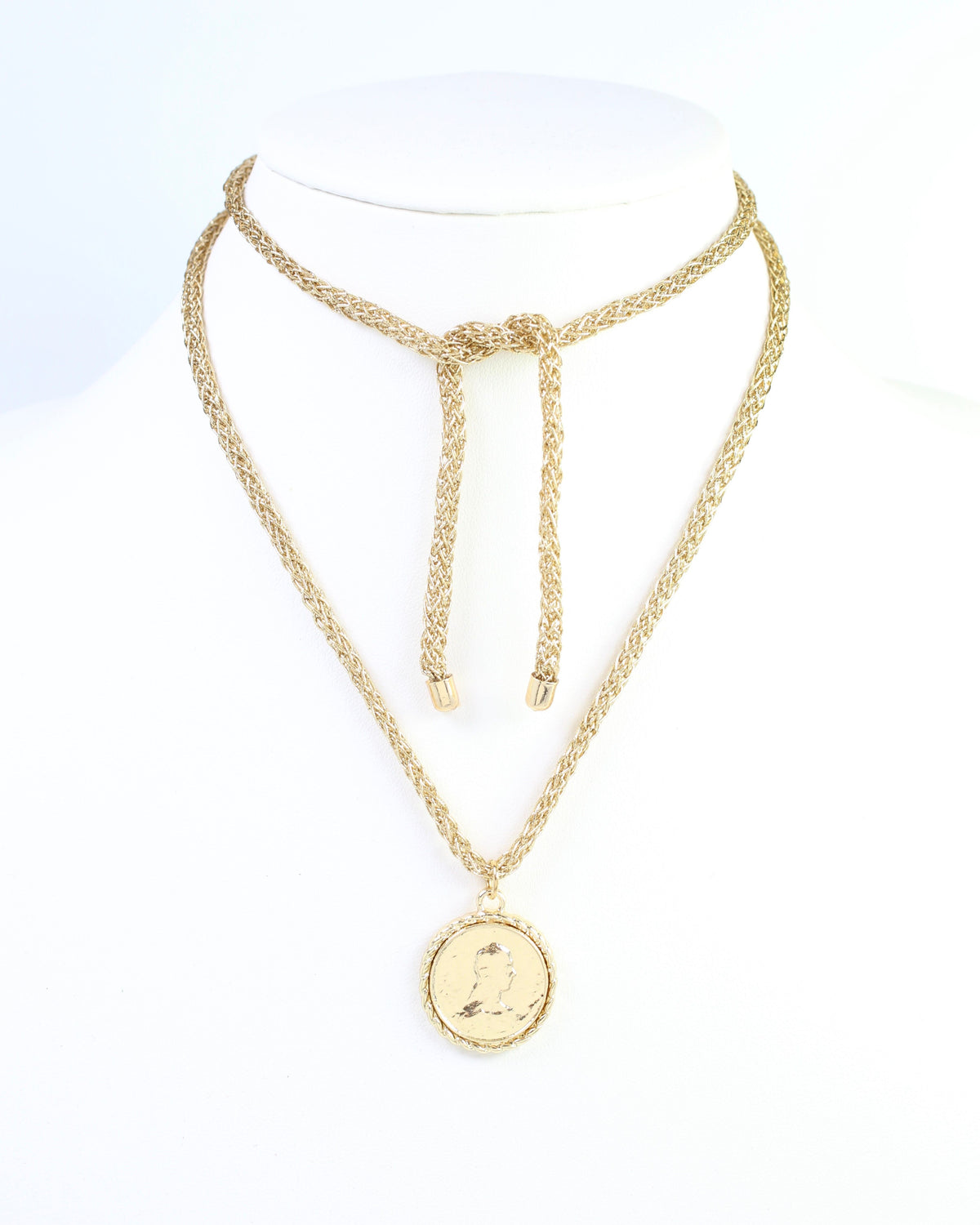 Cameron Cord Necklace Coin Gold