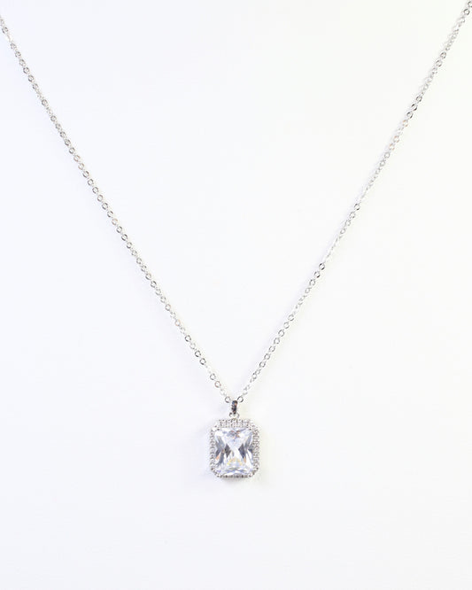 Oneida Crystal CZ Pendant Necklace Silver