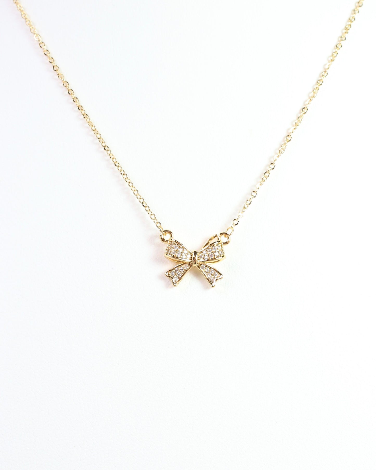 Darcy CZ Bow Necklace Gold