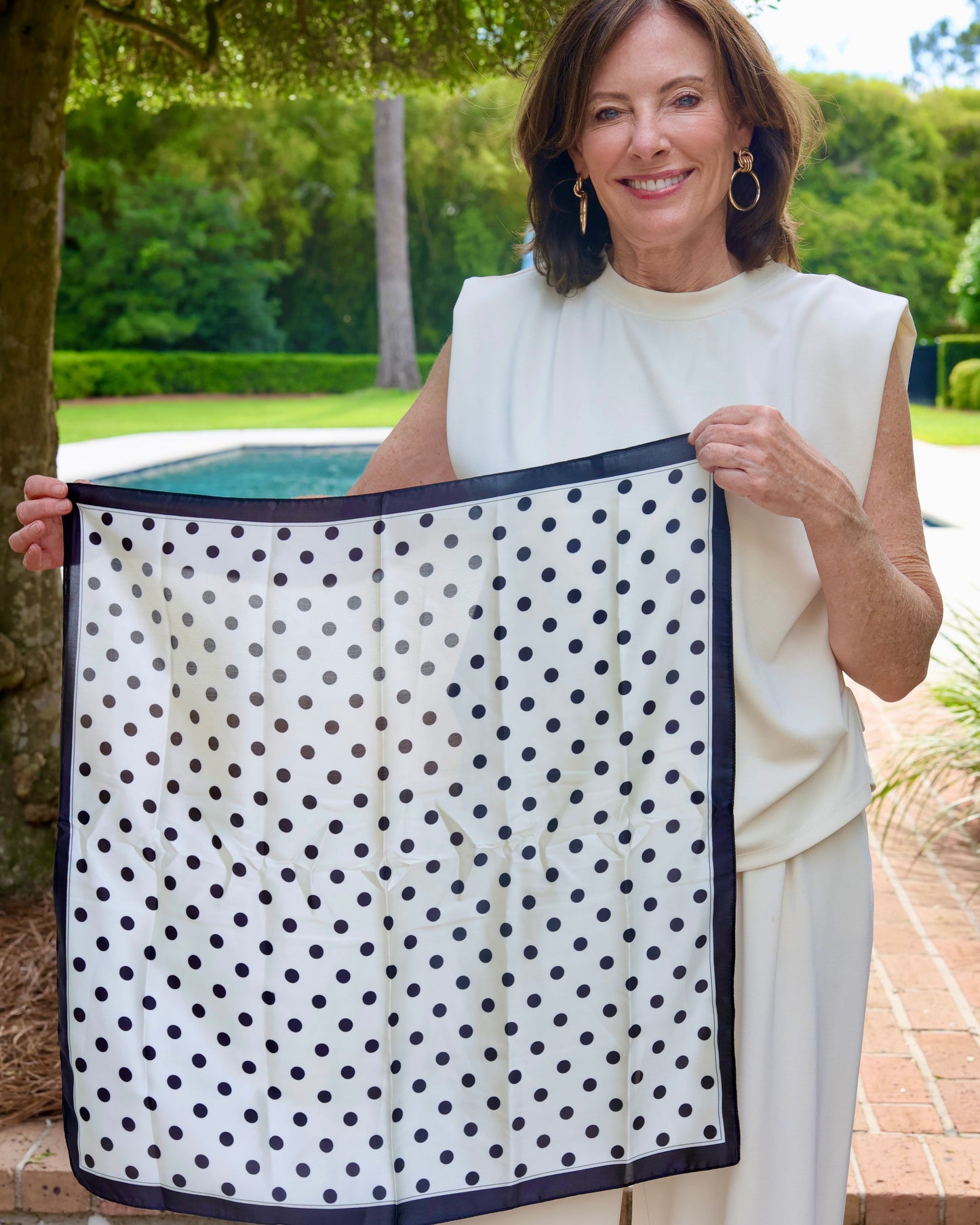 Elsa Polka Dot Scarf Black White