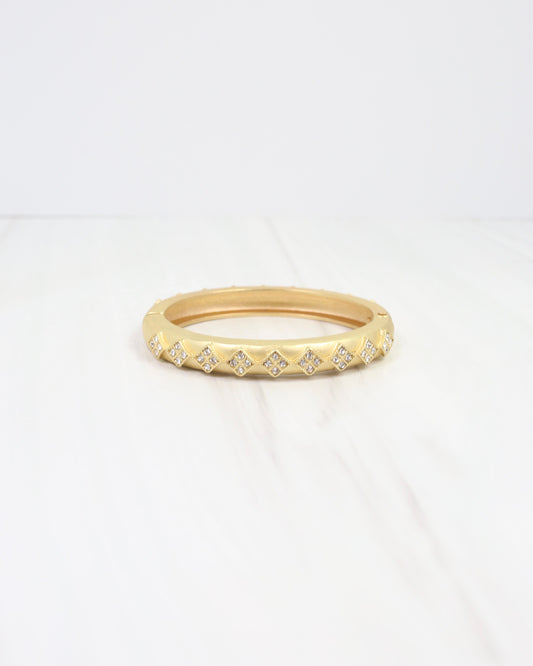 Daphne CZ Pave Bangle Bracelet Worn Gold