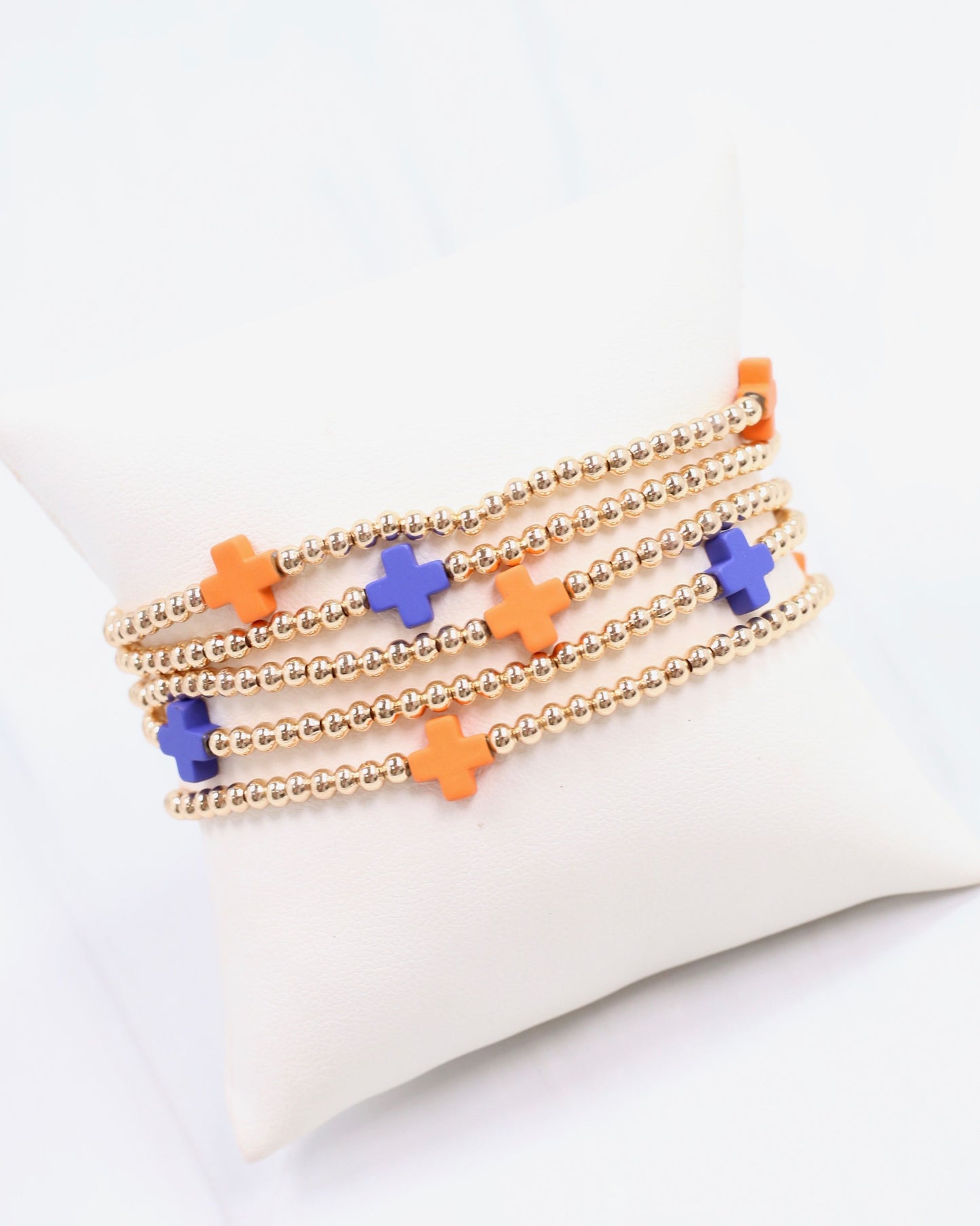 Brittany Cross Bracelet Set Orange Blue