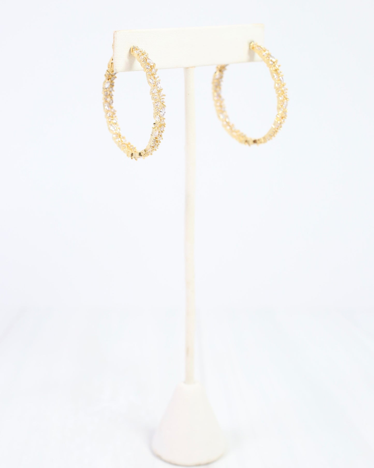 Shelby CZ Embellished Hoop Earring Gold