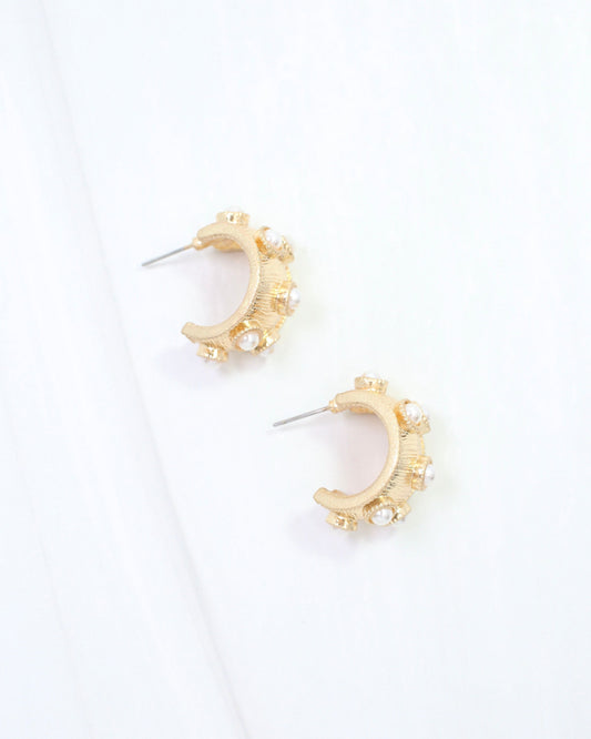 Miriam Textured Hoop Earring Pearl