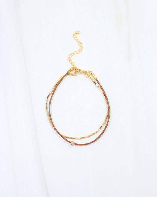 Paula Cord and Chain Bracelet Brown