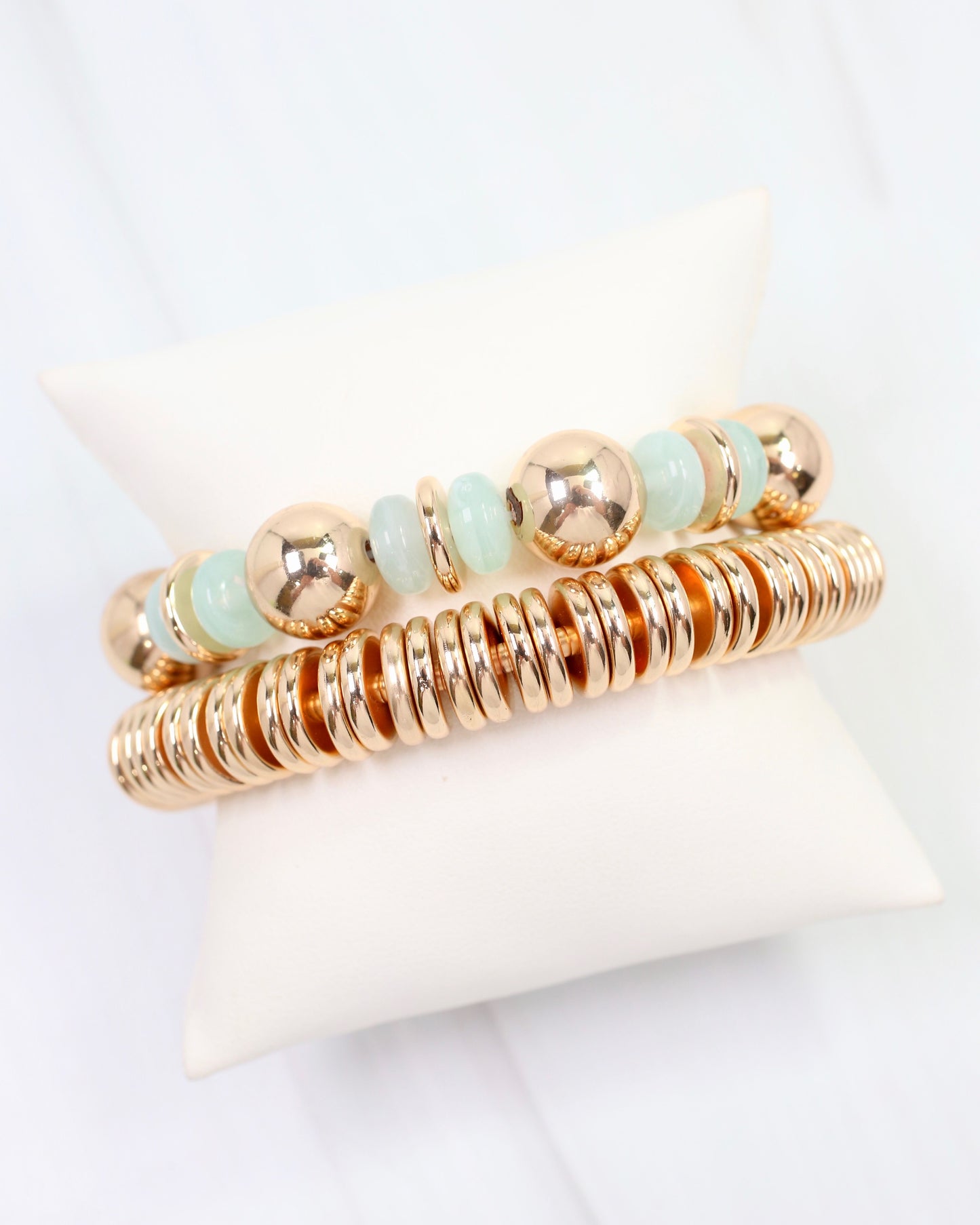 Chasca Mixed Bead Stretch Bracelet Set Mint