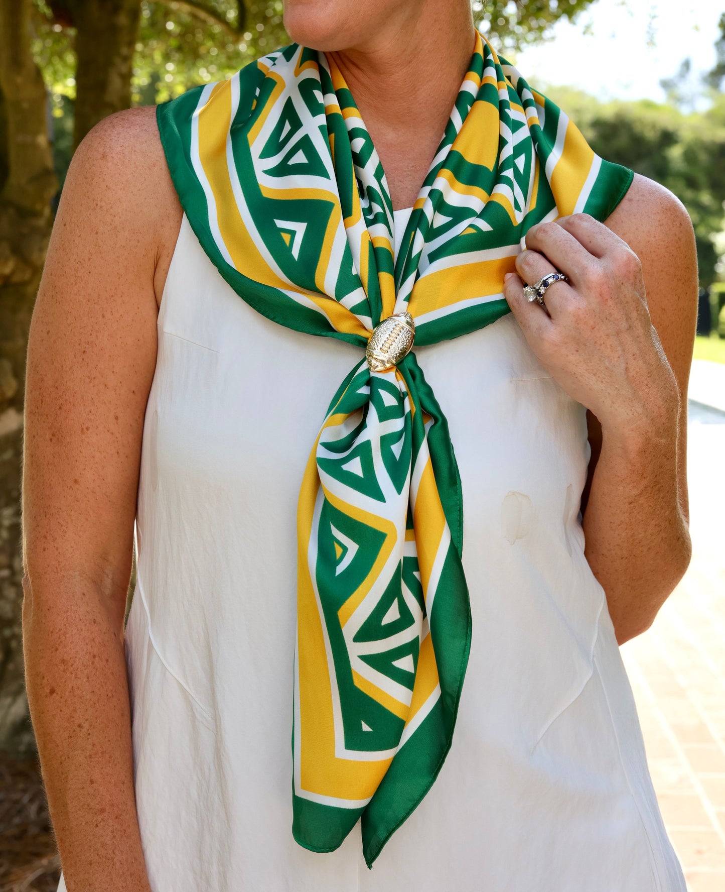 Barrett Tile Scarf Large Green Gold
