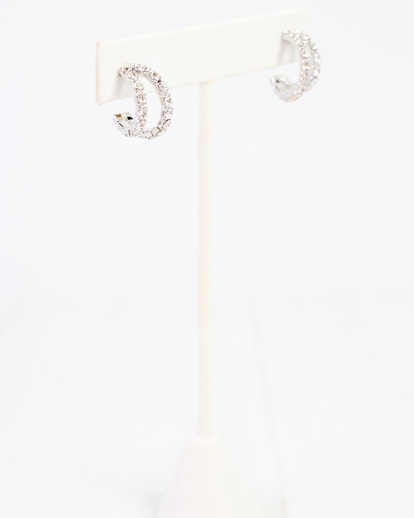 Crystal Rounded Double Hoop Silver