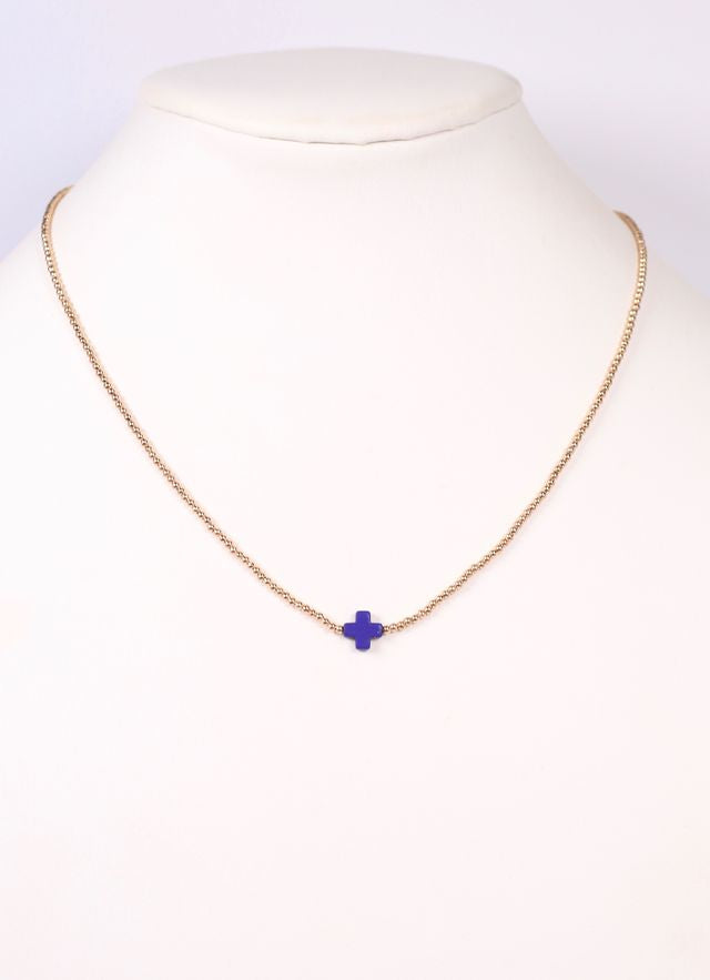 Rink Necklace with Cross NAVY